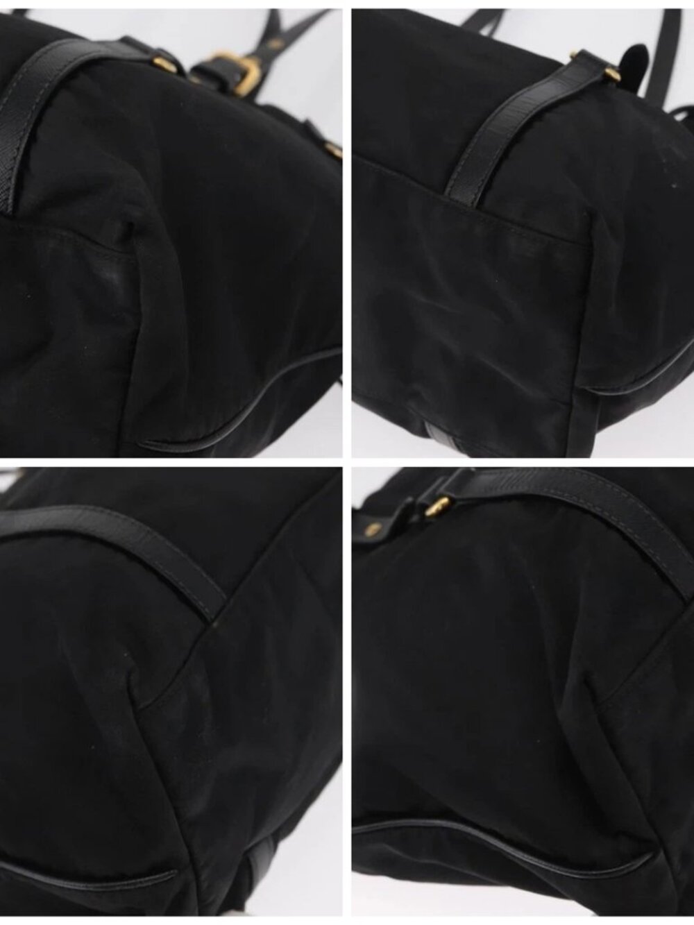 PRADA Tote Bag Nylon Black Gold Auth 157581 - Picture 16 of 16